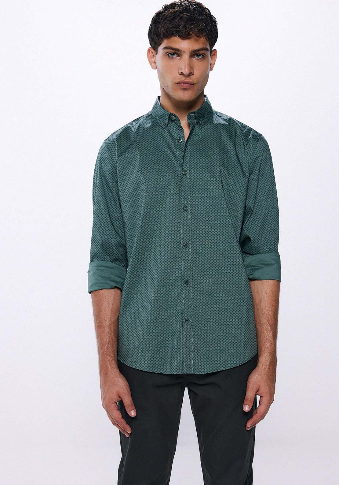 Springfield poplin dress shirt - Green 1 Shaws Department Stores