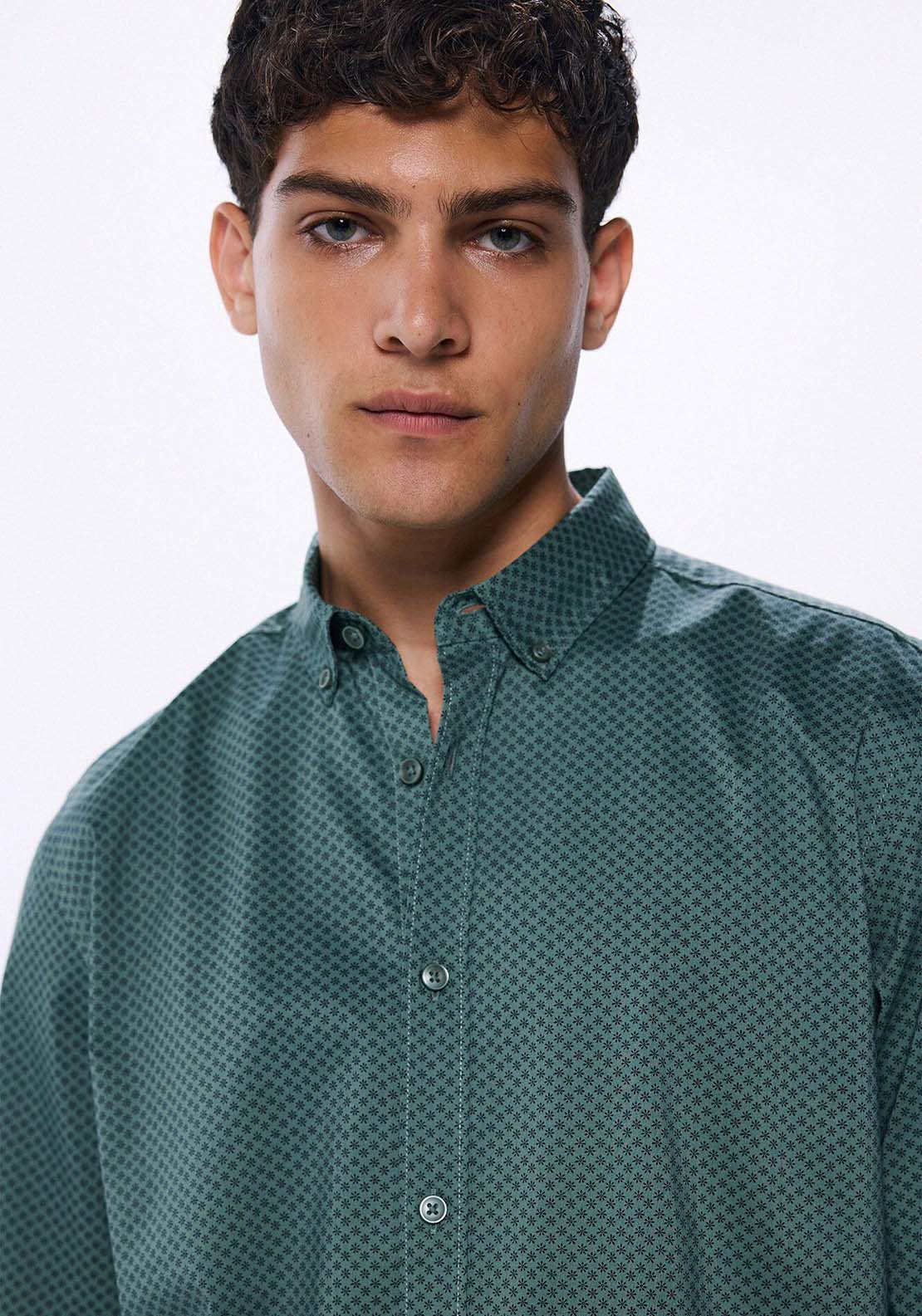 Springfield poplin dress shirt - Green 2 Shaws Department Stores