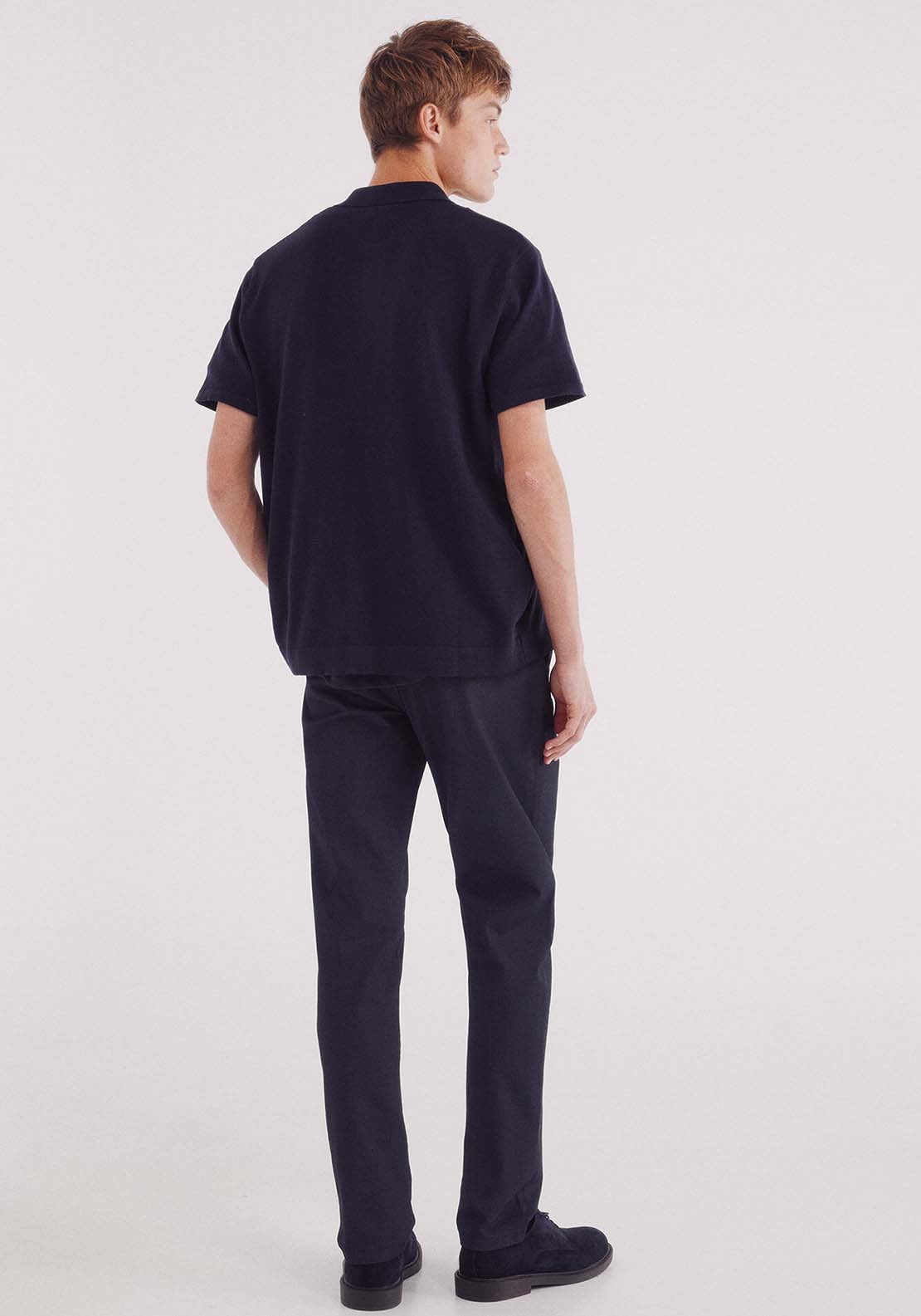 Slim Fit Micro-Printed Chinos Pants - Blue