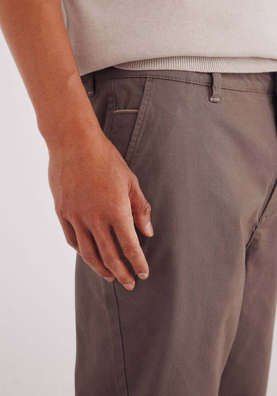 Slim Fit Micro-Printed Chinos Pants - Brown