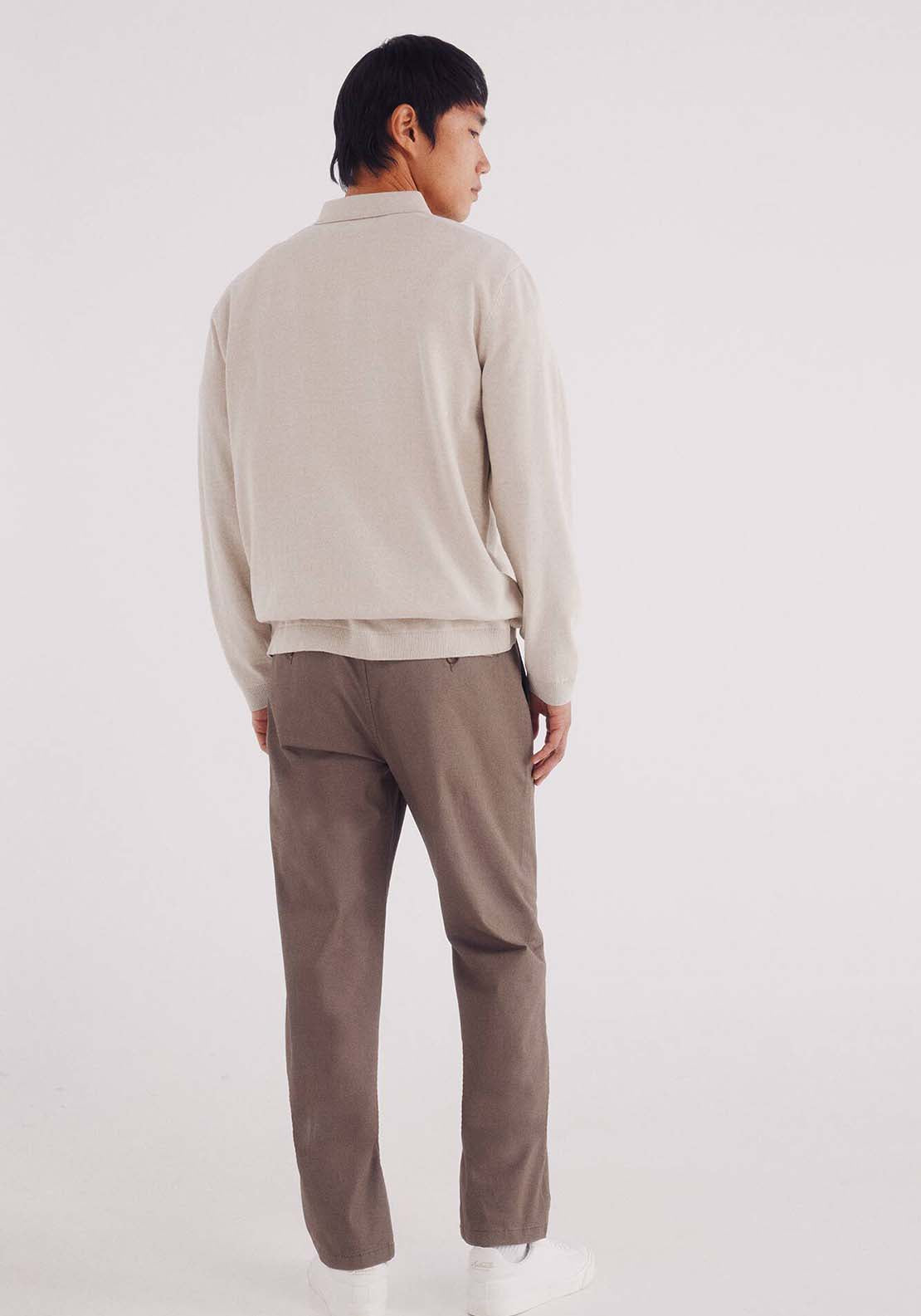 Slim Fit Micro-Printed Chinos Pants - Brown