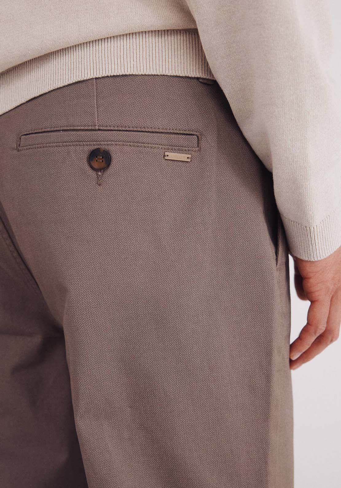 Slim Fit Micro-Printed Chinos Pants - Brown