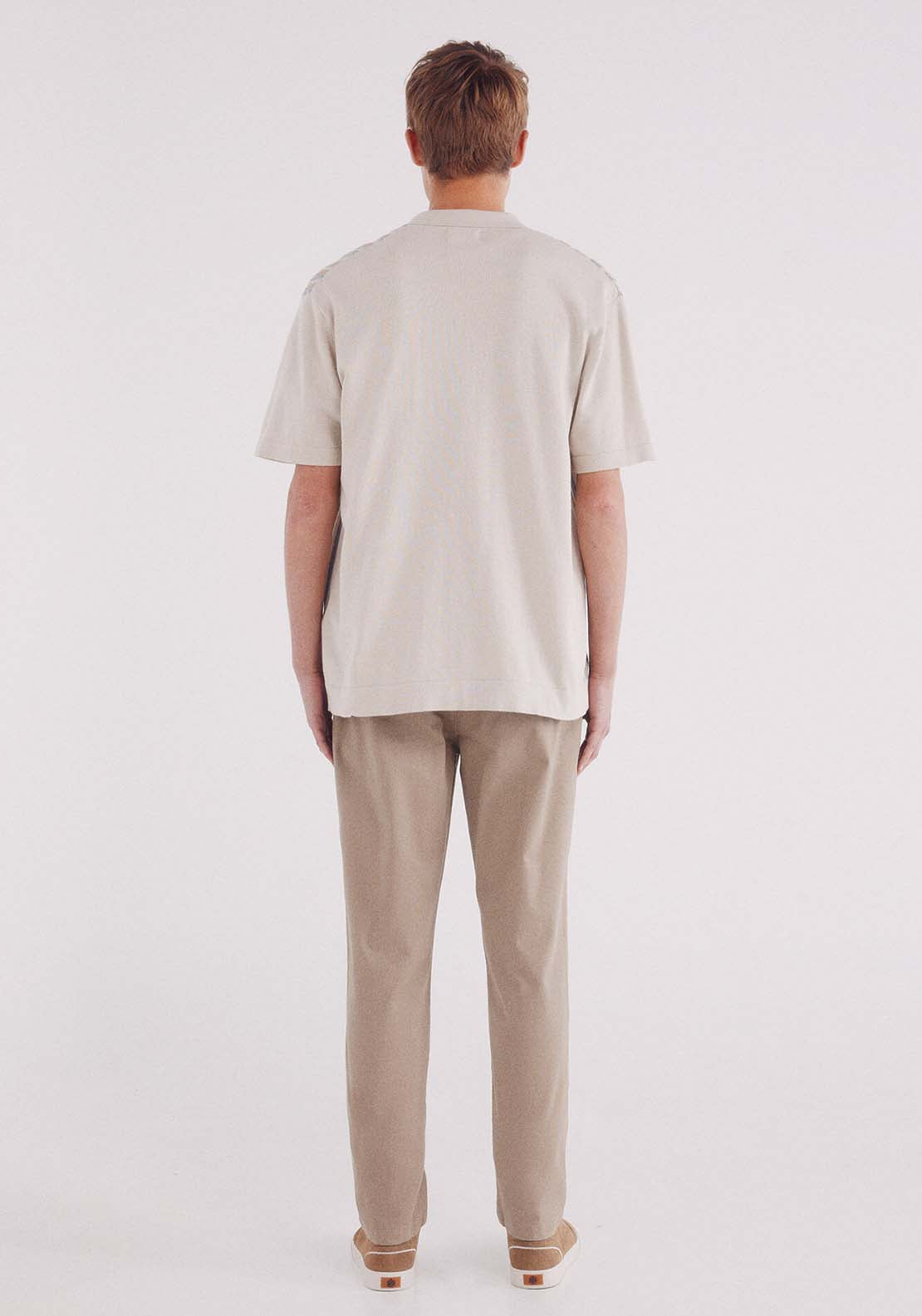 Slim Fit Micro-Printed Chinos Pants - Beige