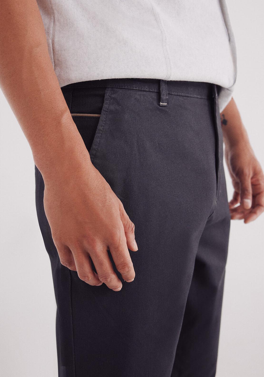 Springfield Slim Fit Micro-Printed Chinos Pants - Grey 4 Shaws Department Stores