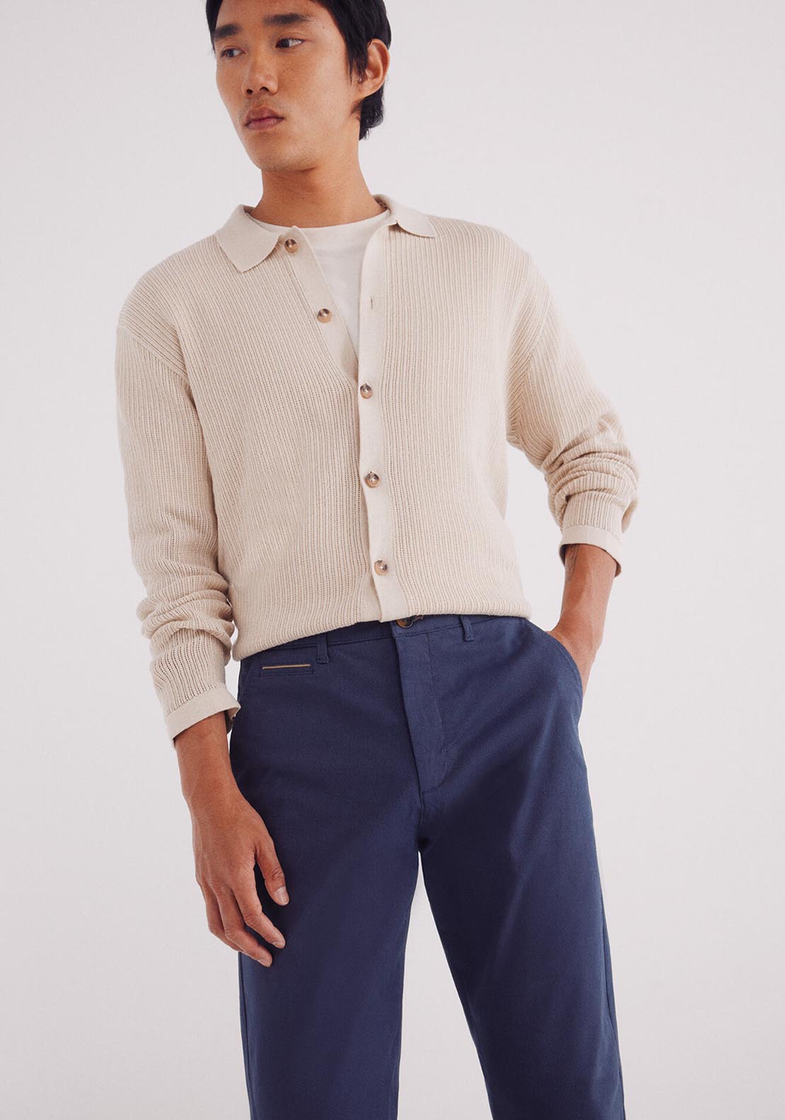 Slim Fit Micro Printed Chino Pants - Blue
