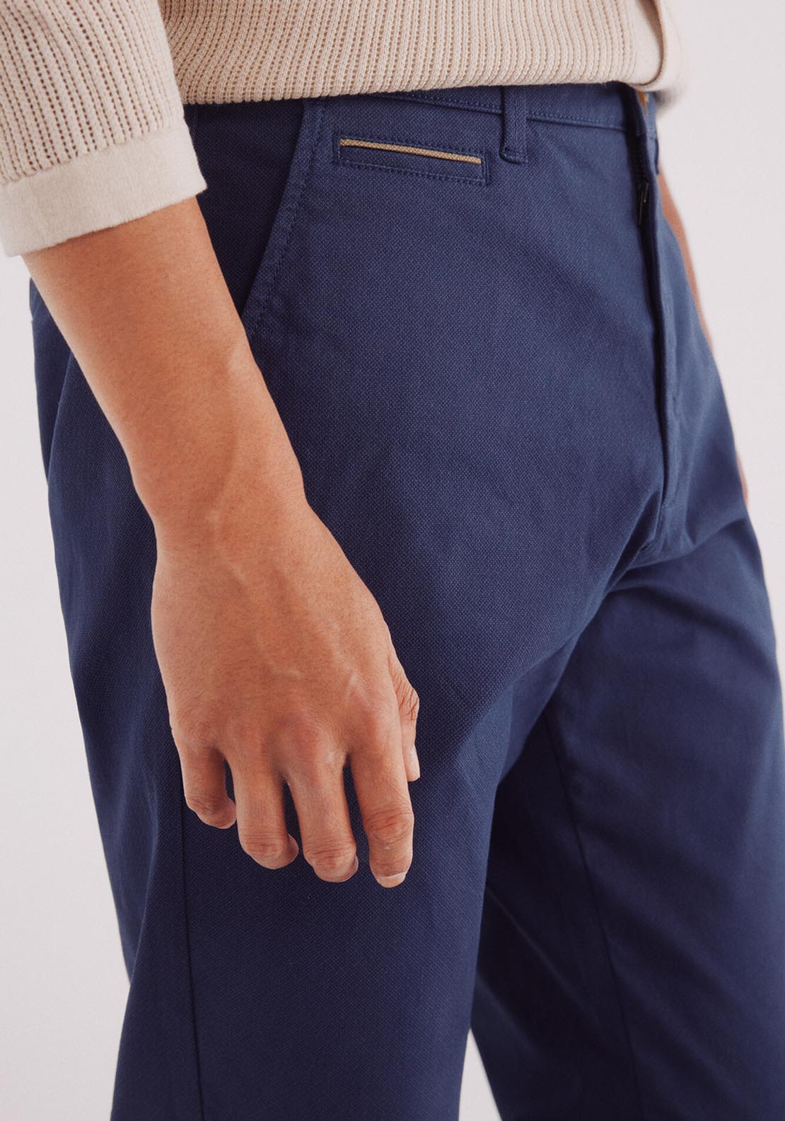 Slim Fit Micro Printed Chino Pants - Blue