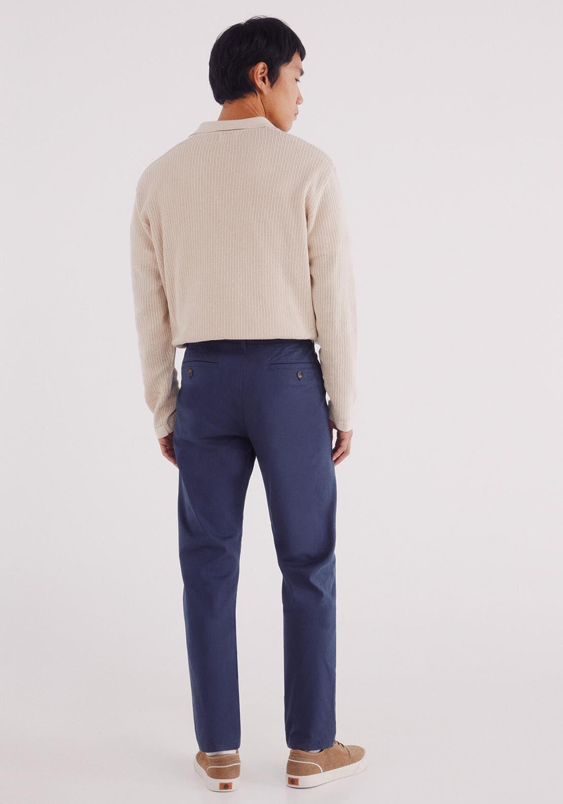 Slim Fit Micro Printed Chino Pants - Blue