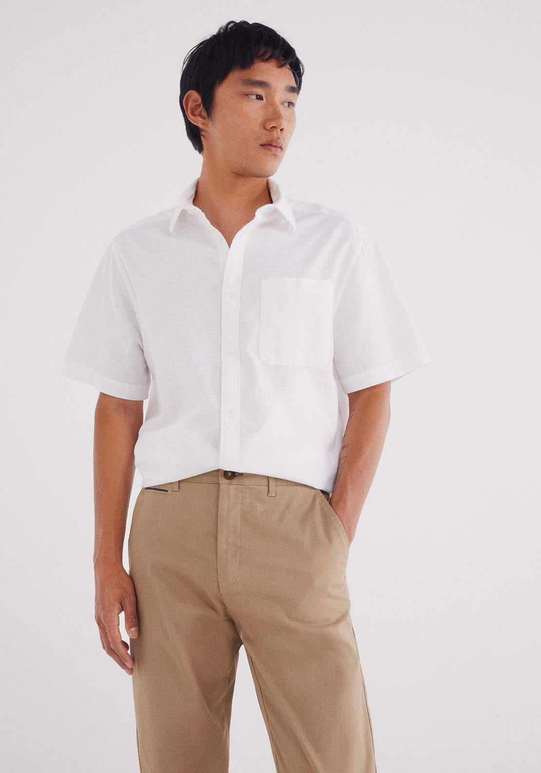 Slim Fit Micro Printed Chino Pants - Beige/camel