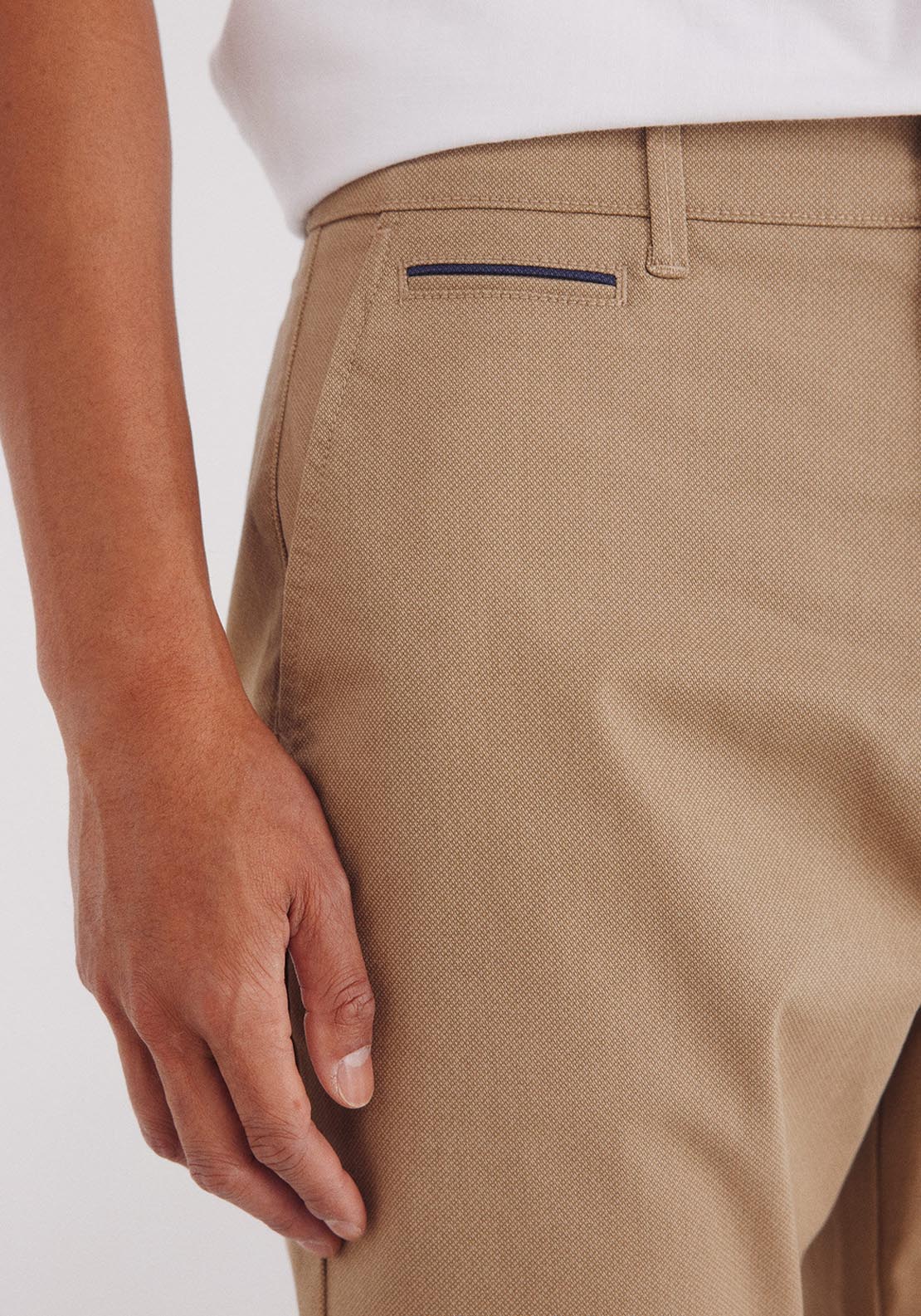 Slim Fit Micro Printed Chino Pants - Beige/camel