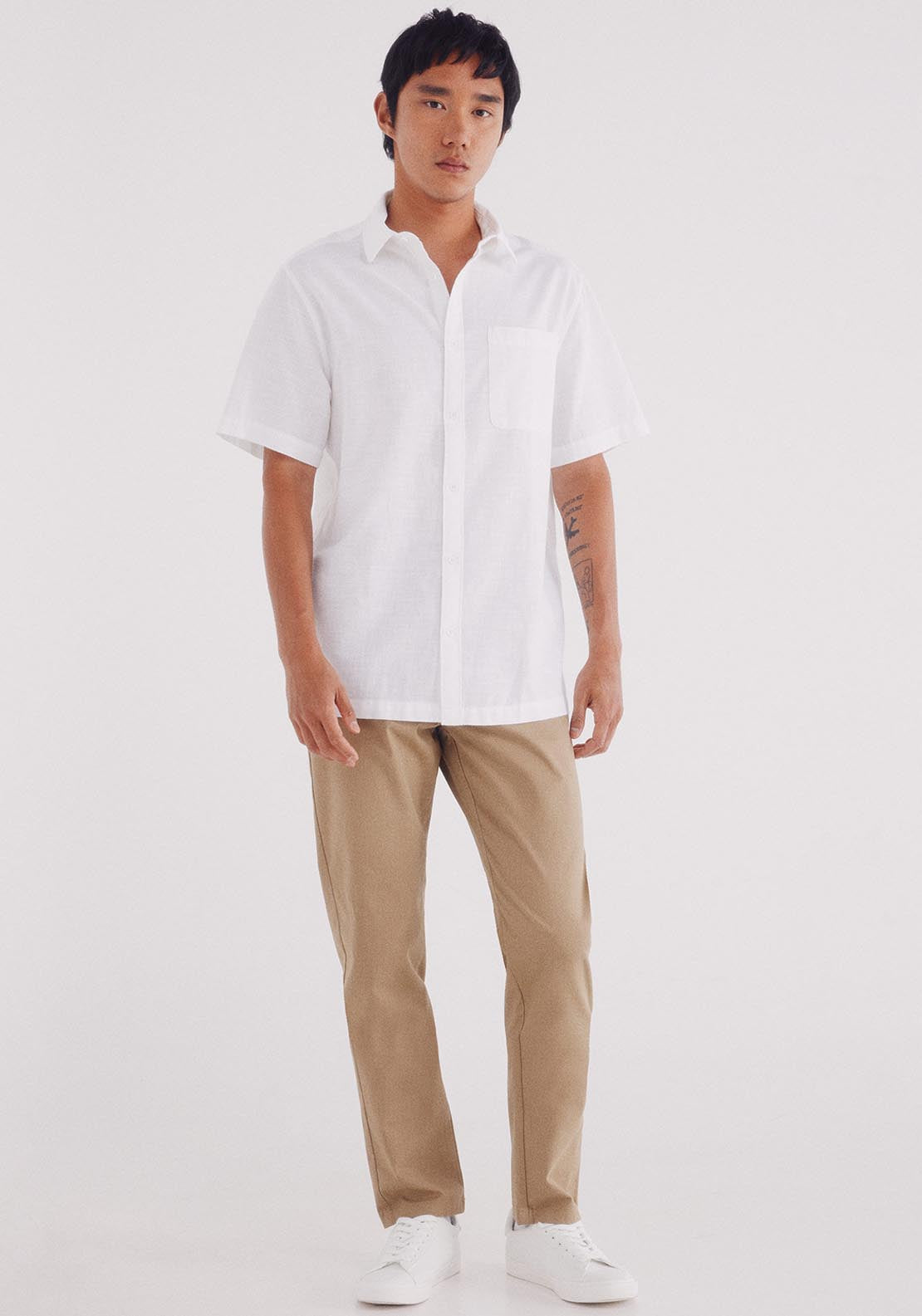 Slim Fit Micro Printed Chino Pants - Beige/camel