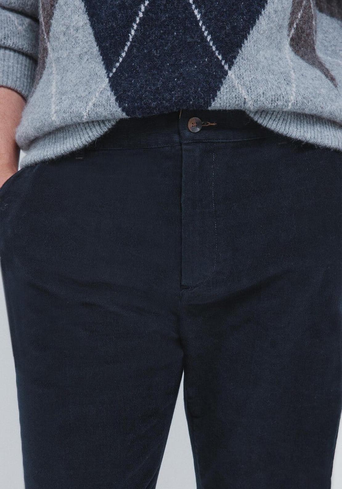 Springfield Slim Fit Corduroy Chinos - Dark Blue 4 Shaws Department Stores