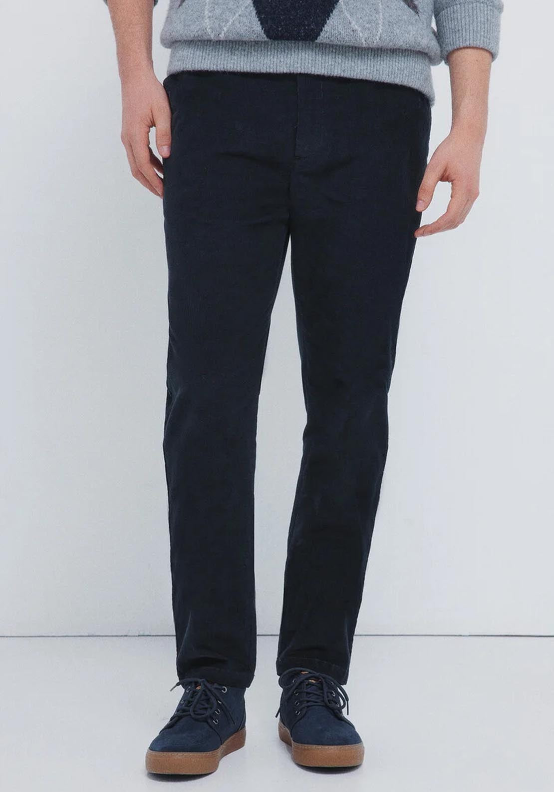Springfield Slim Fit Corduroy Chinos - Dark Blue 1 Shaws Department Stores