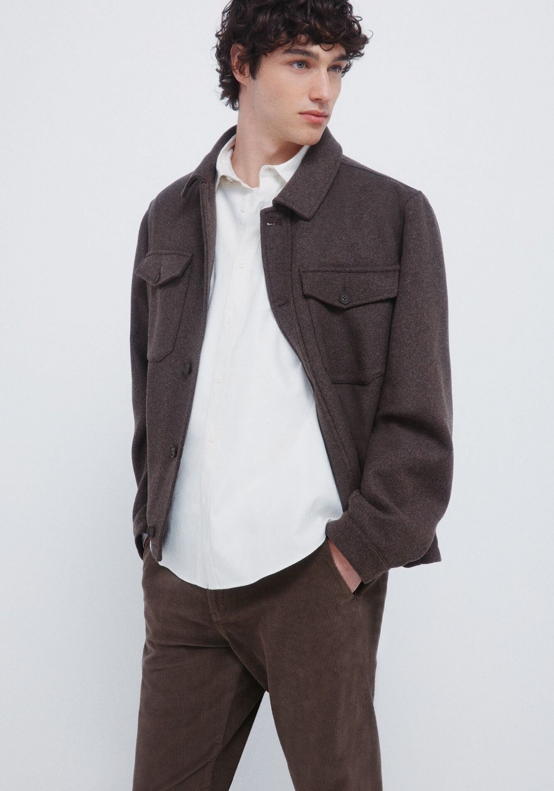 Slim Fit Corduroy Chinos - Brown