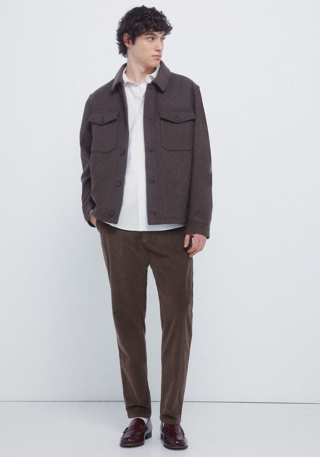 Slim Fit Corduroy Chinos - Brown