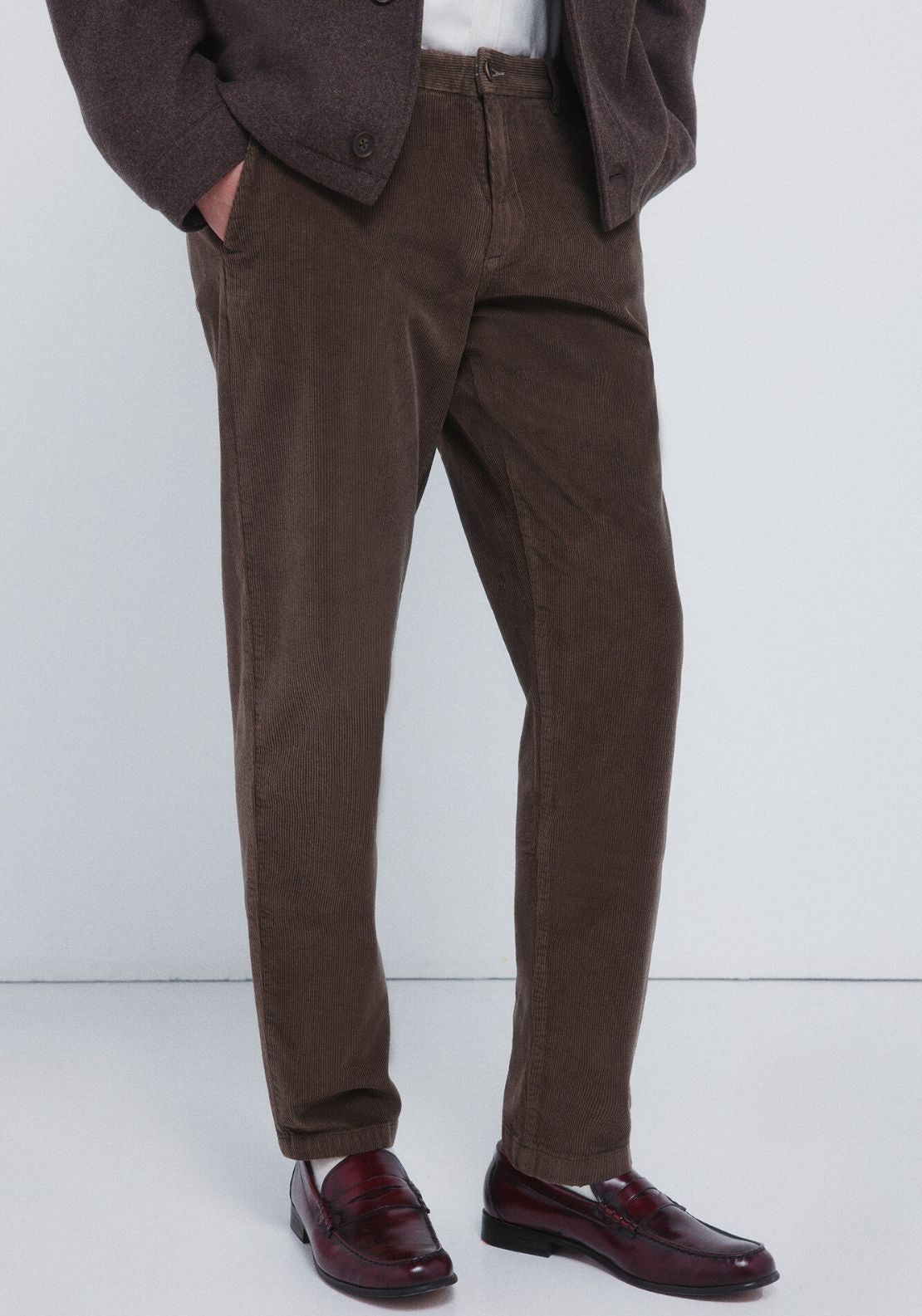 Slim Fit Corduroy Chinos - Brown