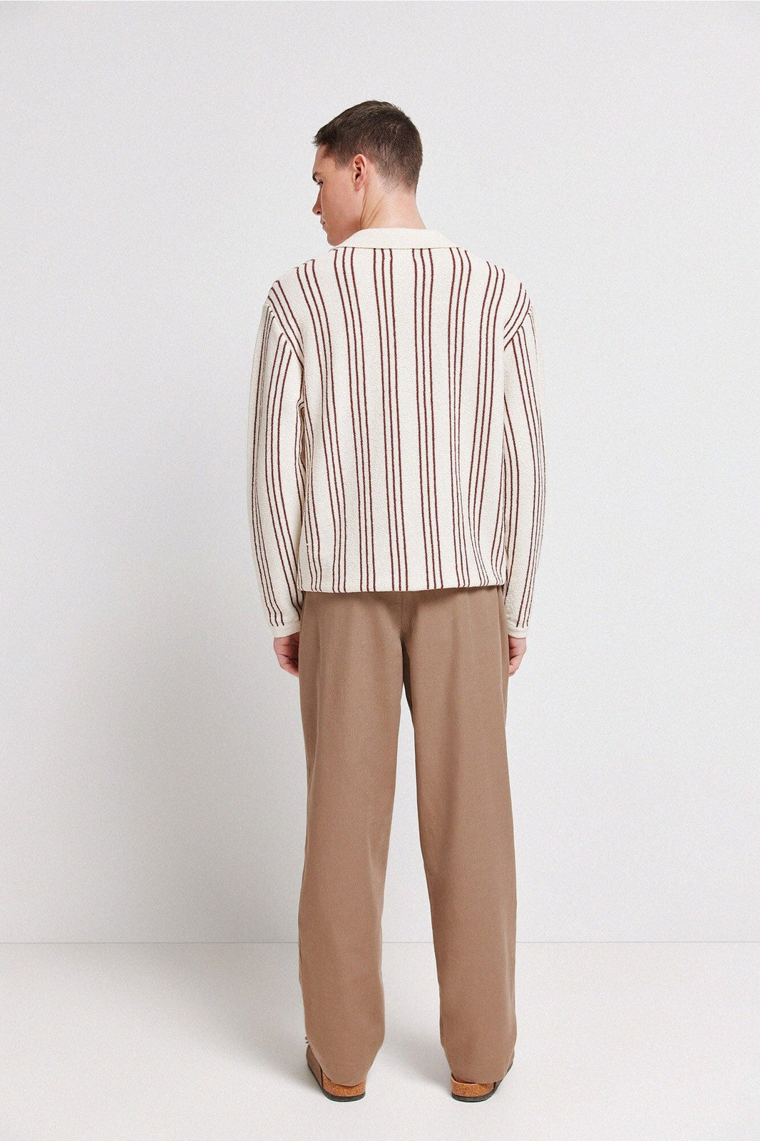 Dobby Straight Fit Trousers - Brown