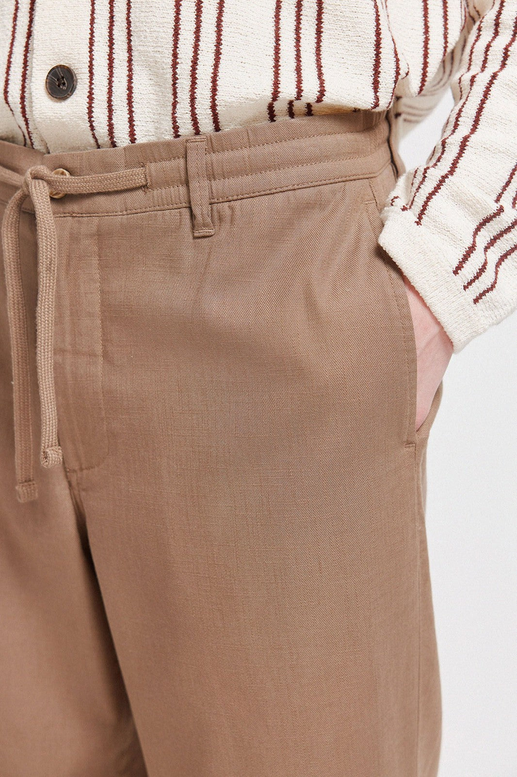 Dobby Straight Fit Trousers - Brown