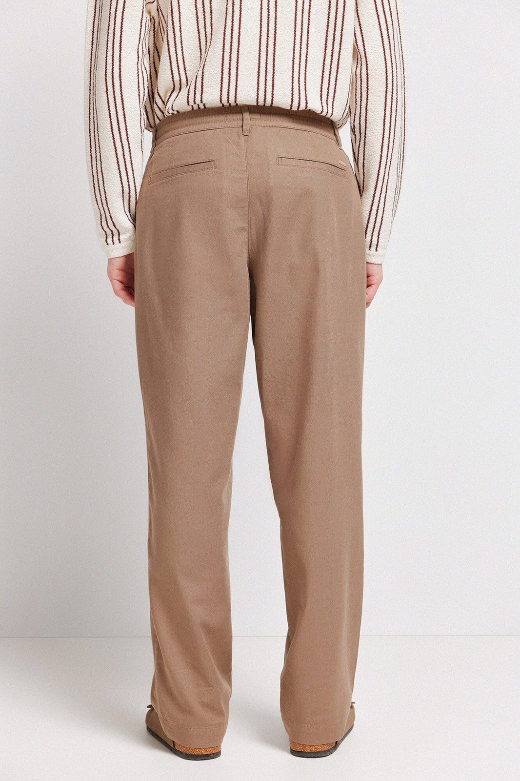 Dobby Straight Fit Trousers - Brown