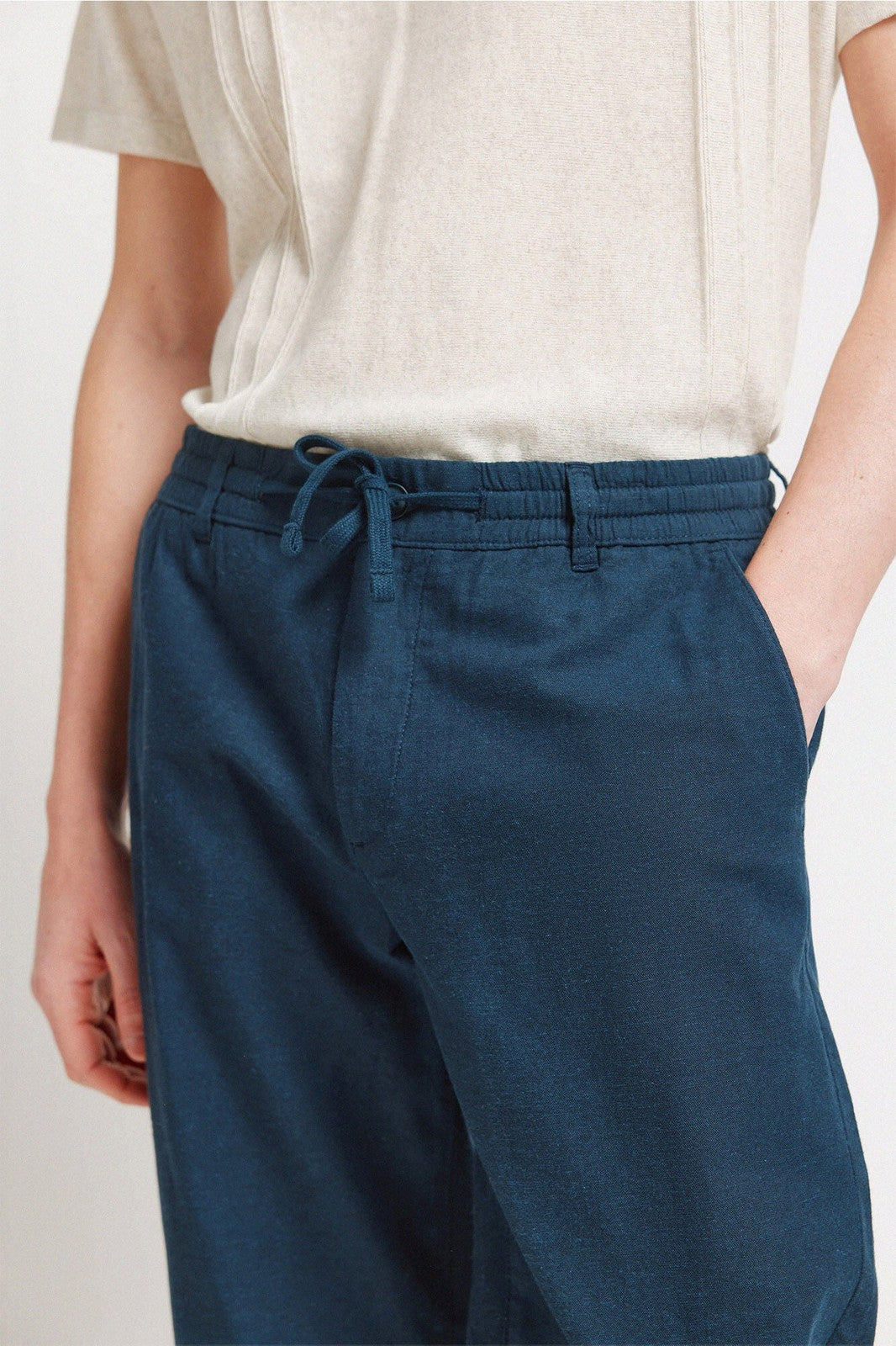Linen Comfort Fit Chinos - Blue