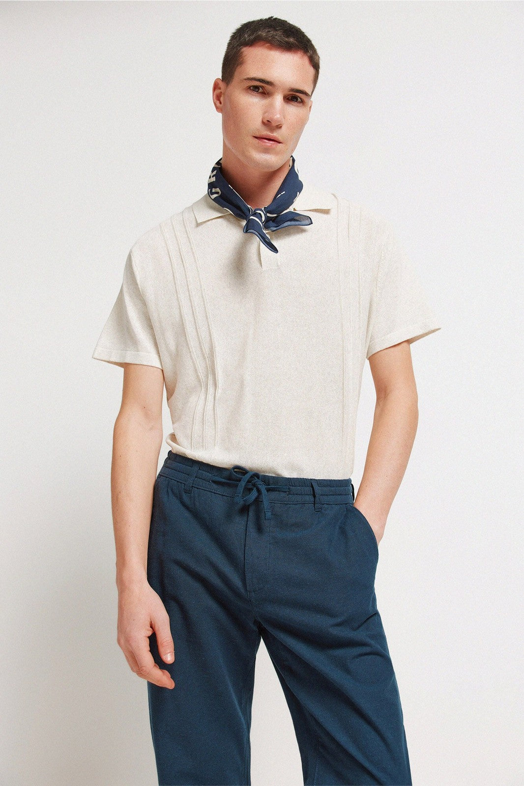 Linen Comfort Fit Chinos - Blue