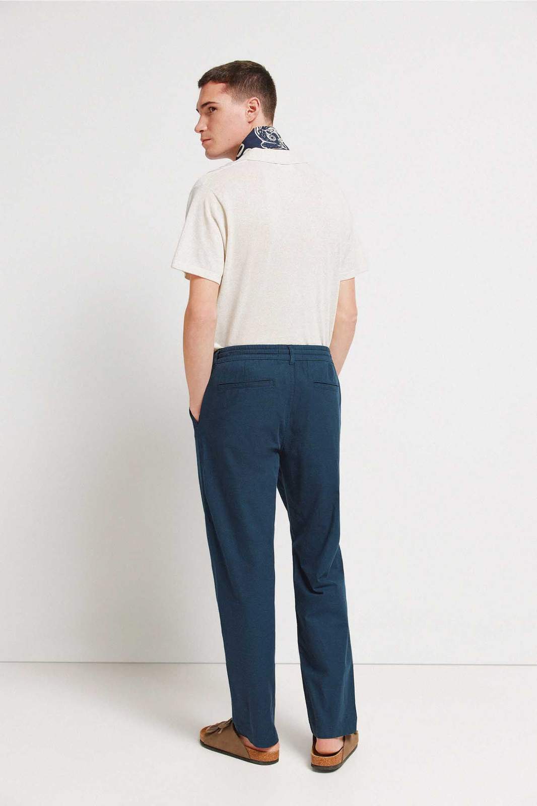 Linen Comfort Fit Chinos - Blue
