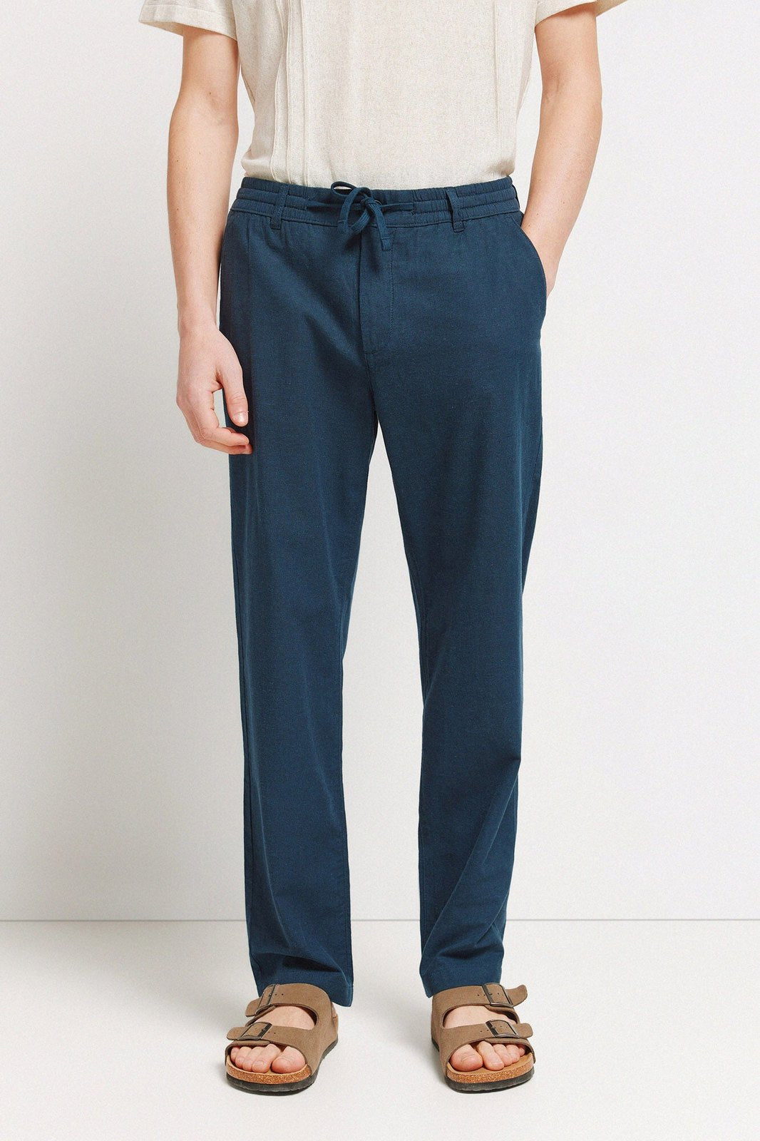 Linen Comfort Fit Chinos - Blue
