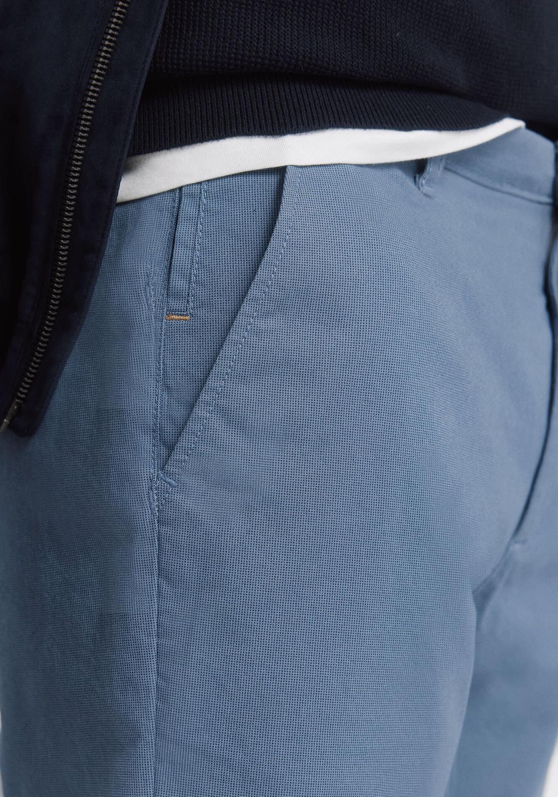 Slim Fit Micro-Print Trousers - Blue