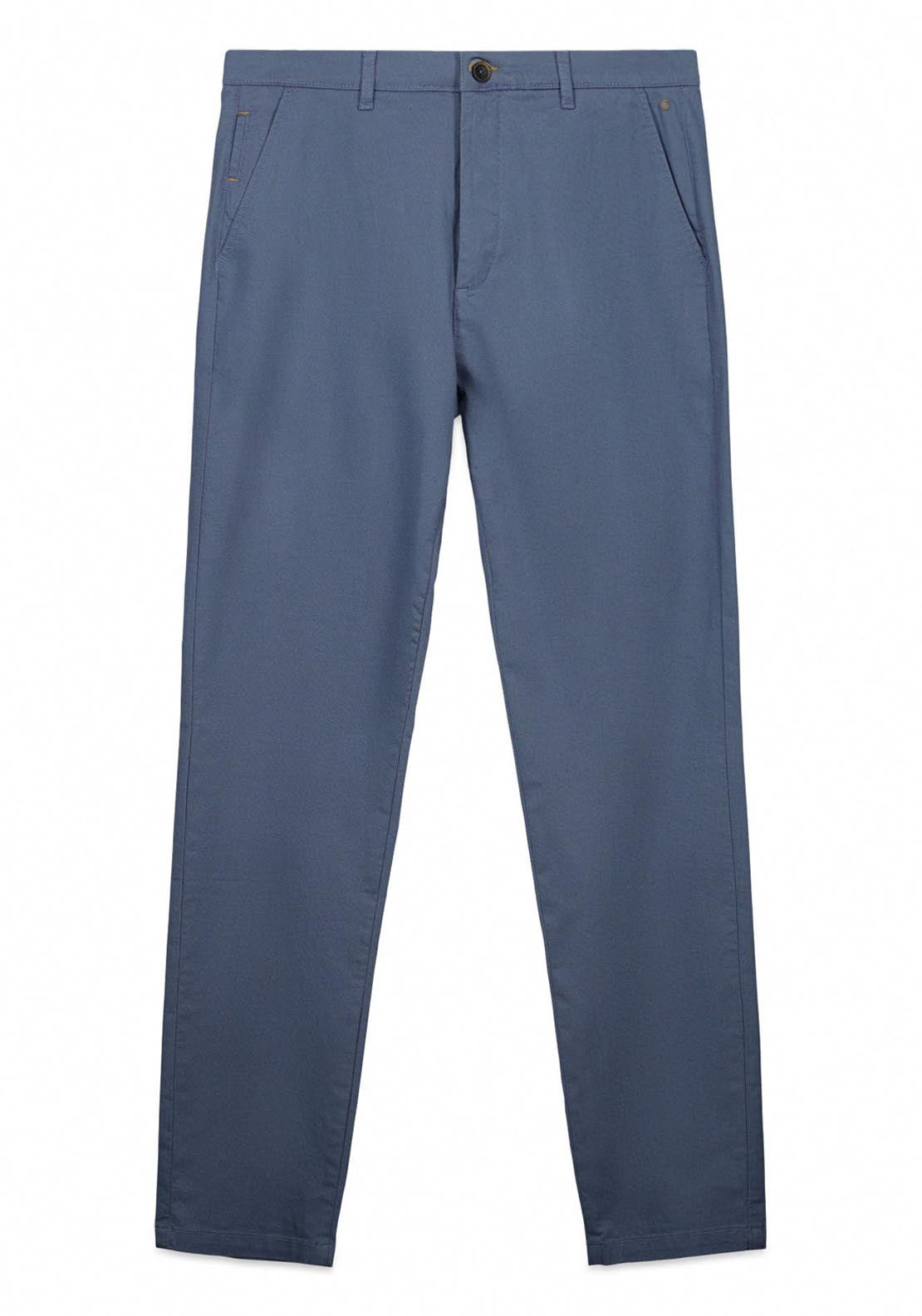 Slim Fit Micro-Print Trousers - Blue