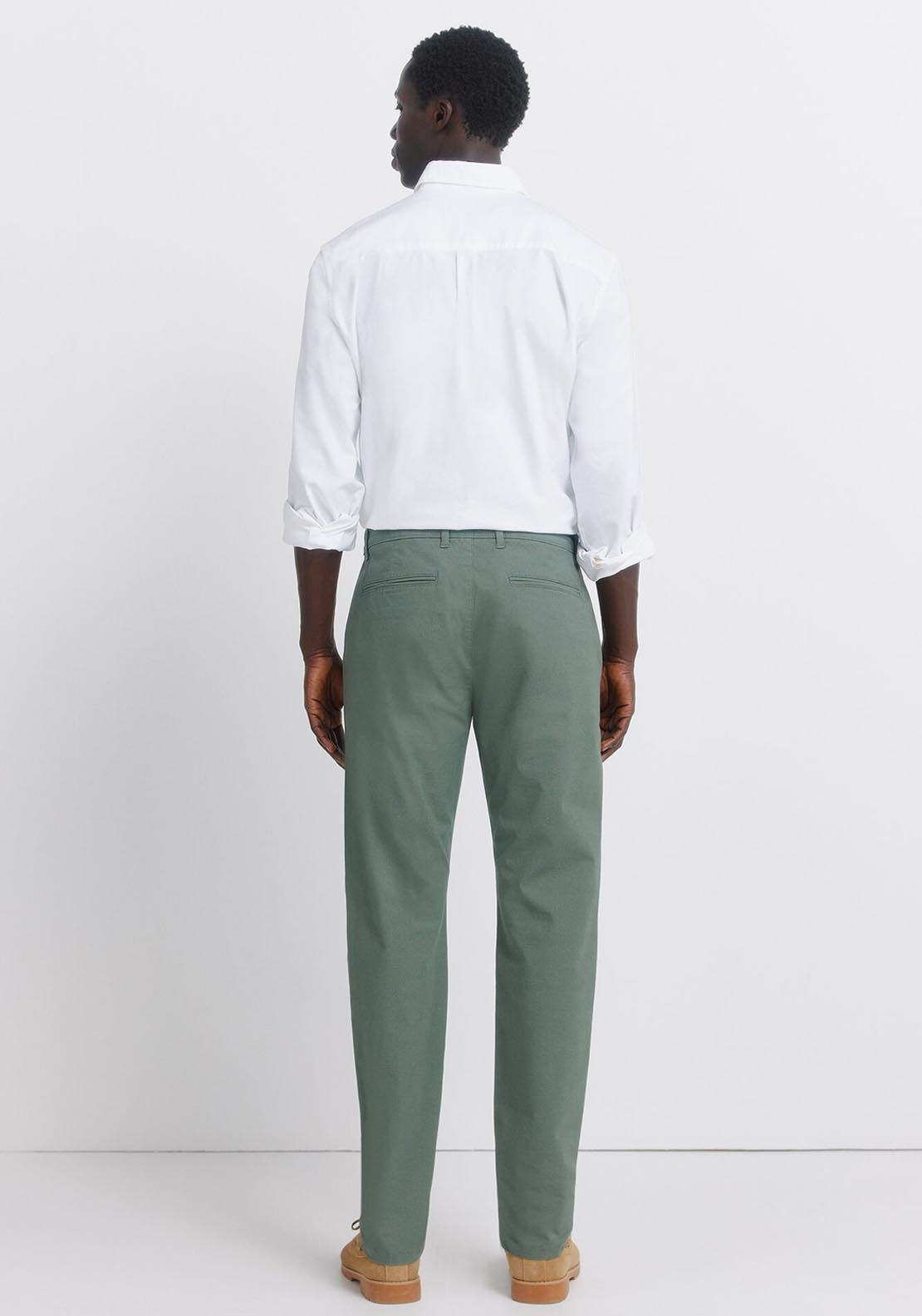 Slim Fit Micro-Print Trousers - Green