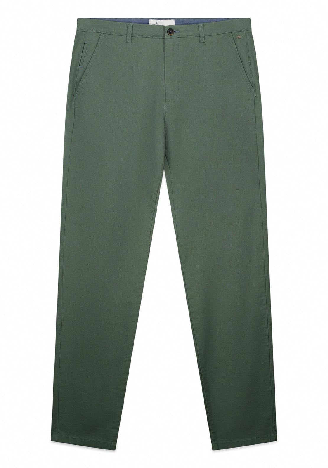 Slim Fit Micro-Print Trousers - Green