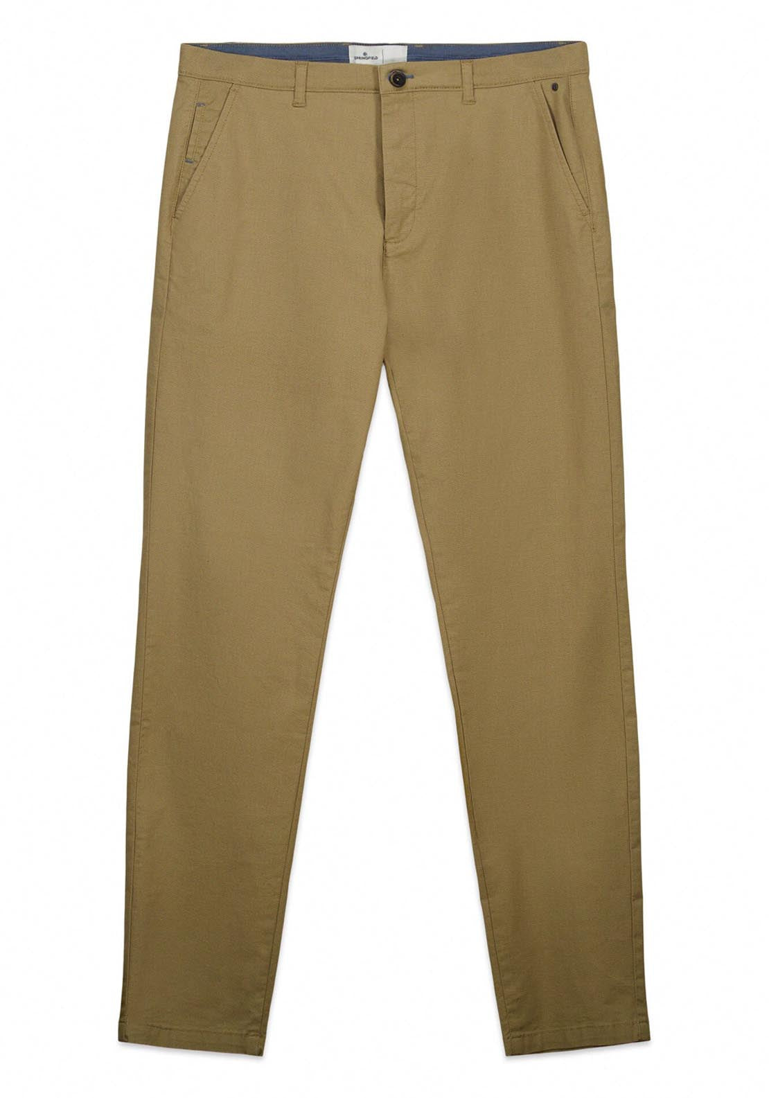 Slim Fit Micro-Print Trousers - Beige