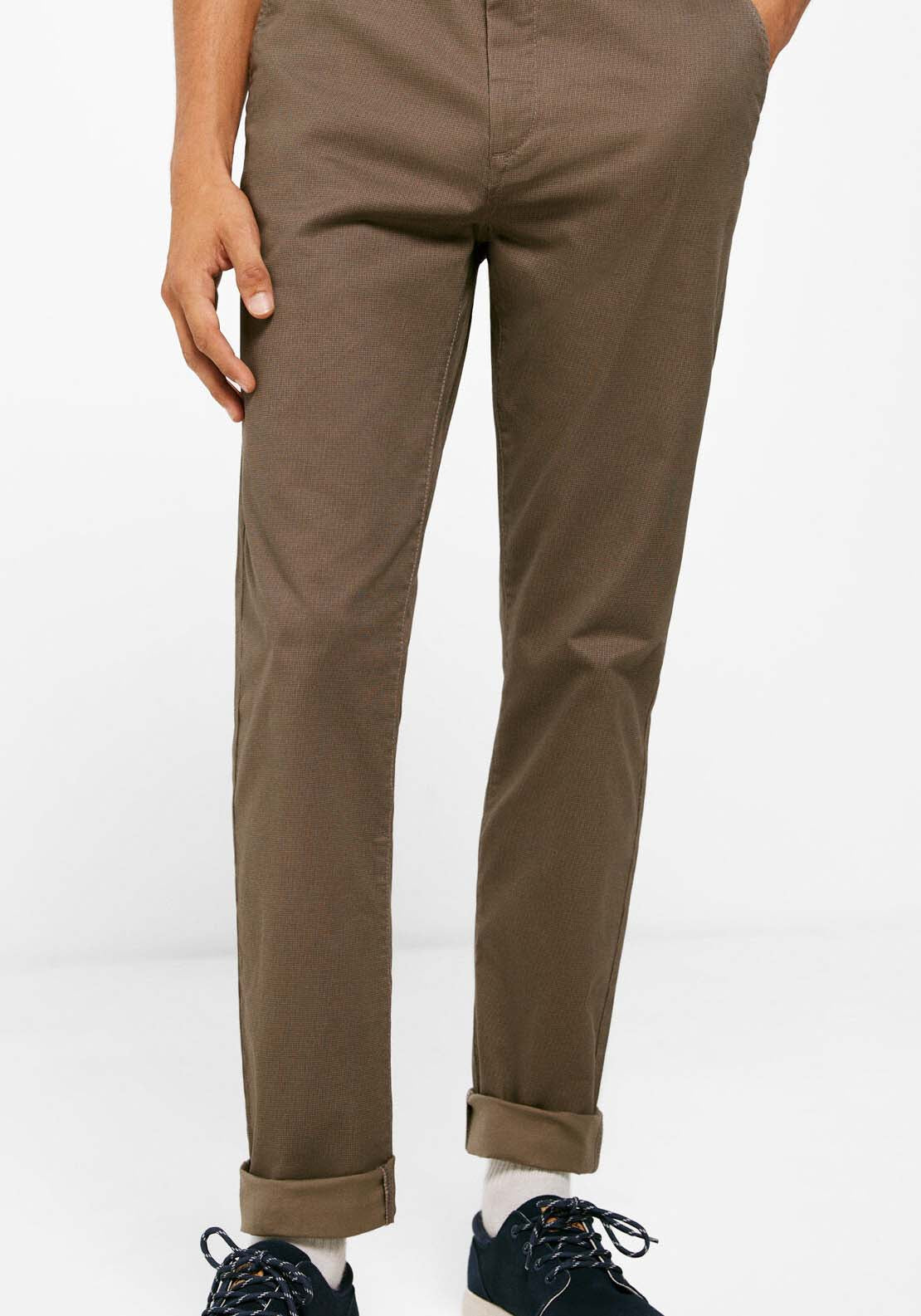 Springfield Micro-print chinos - Brown 1 Shaws Department Stores