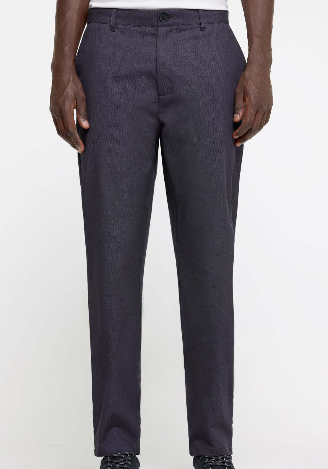 Springfield Textured two-tone formal chinos - Grey 1 Shaws Department Stores