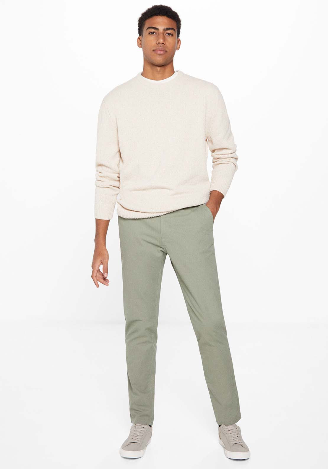 Springfield Micro-print chinos - Green 2 Shaws Department Stores