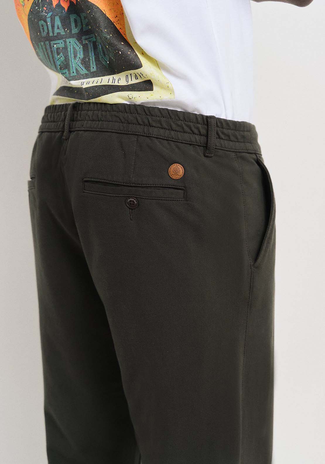 Springfield Comfort knit chinos pants - Green 4 Shaws Department Stores