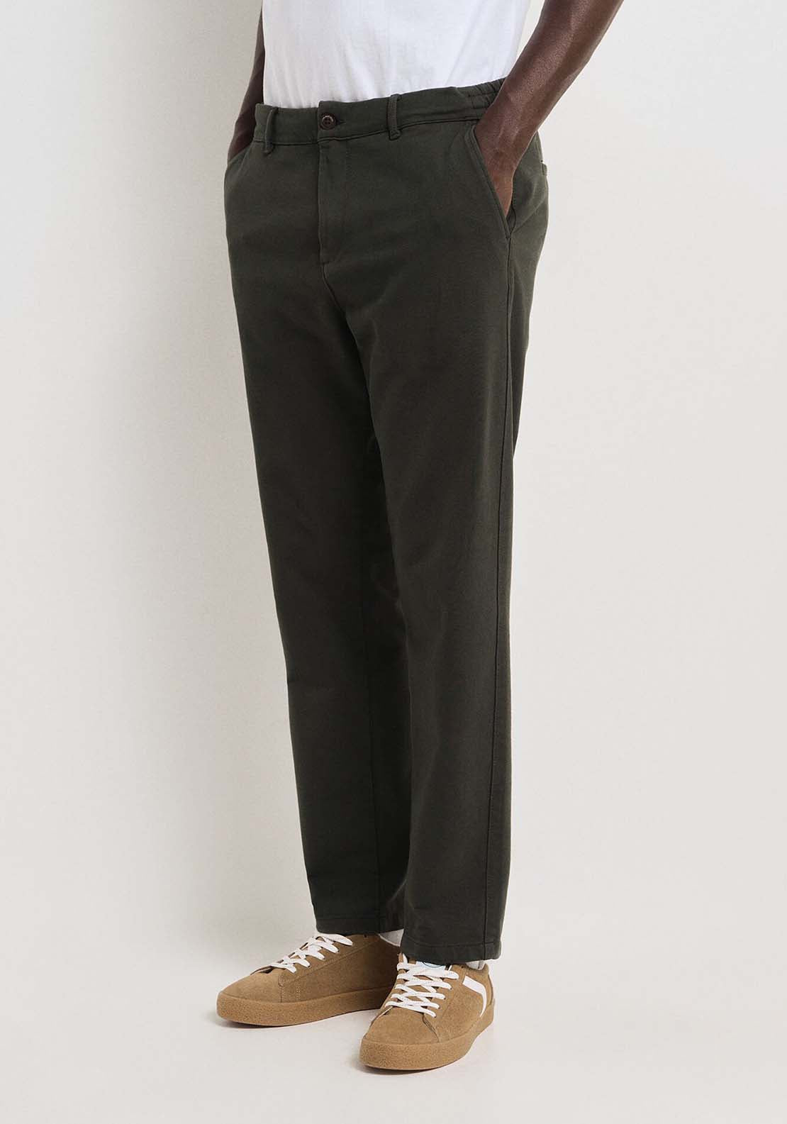 Springfield Comfort knit chinos pants - Green 1 Shaws Department Stores