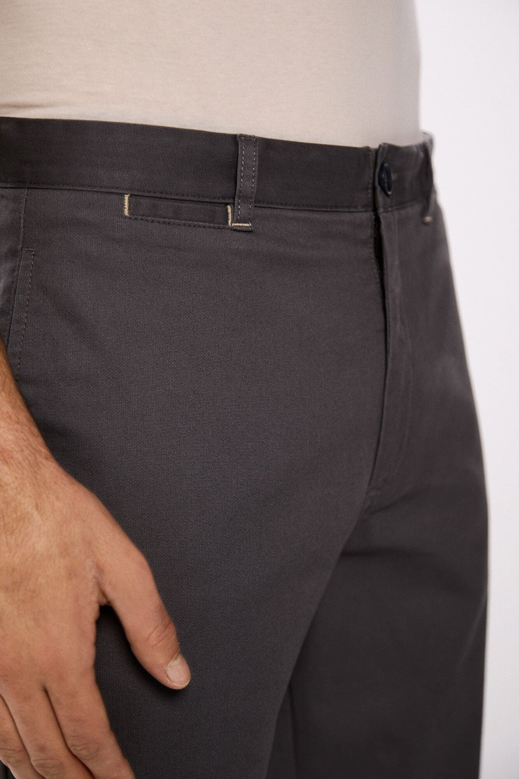Springfield Slim fit microstructure trousers - Grey 6 Shaws Department Stores