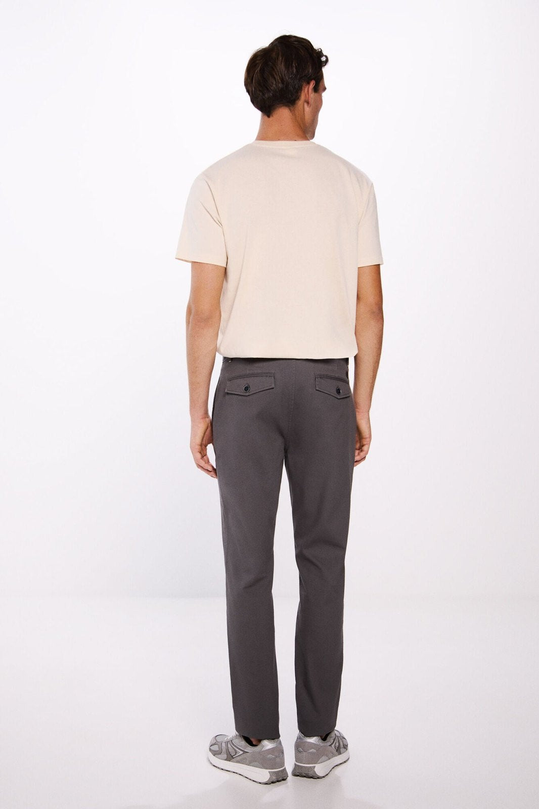 Springfield Slim fit microstructure trousers - Grey 4 Shaws Department Stores