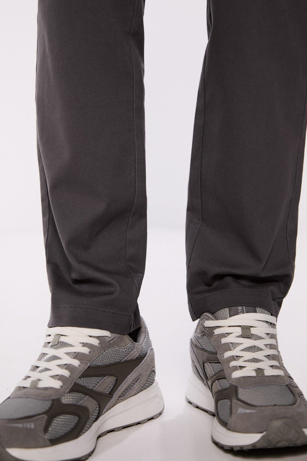Springfield Slim fit microstructure trousers - Grey 2 Shaws Department Stores