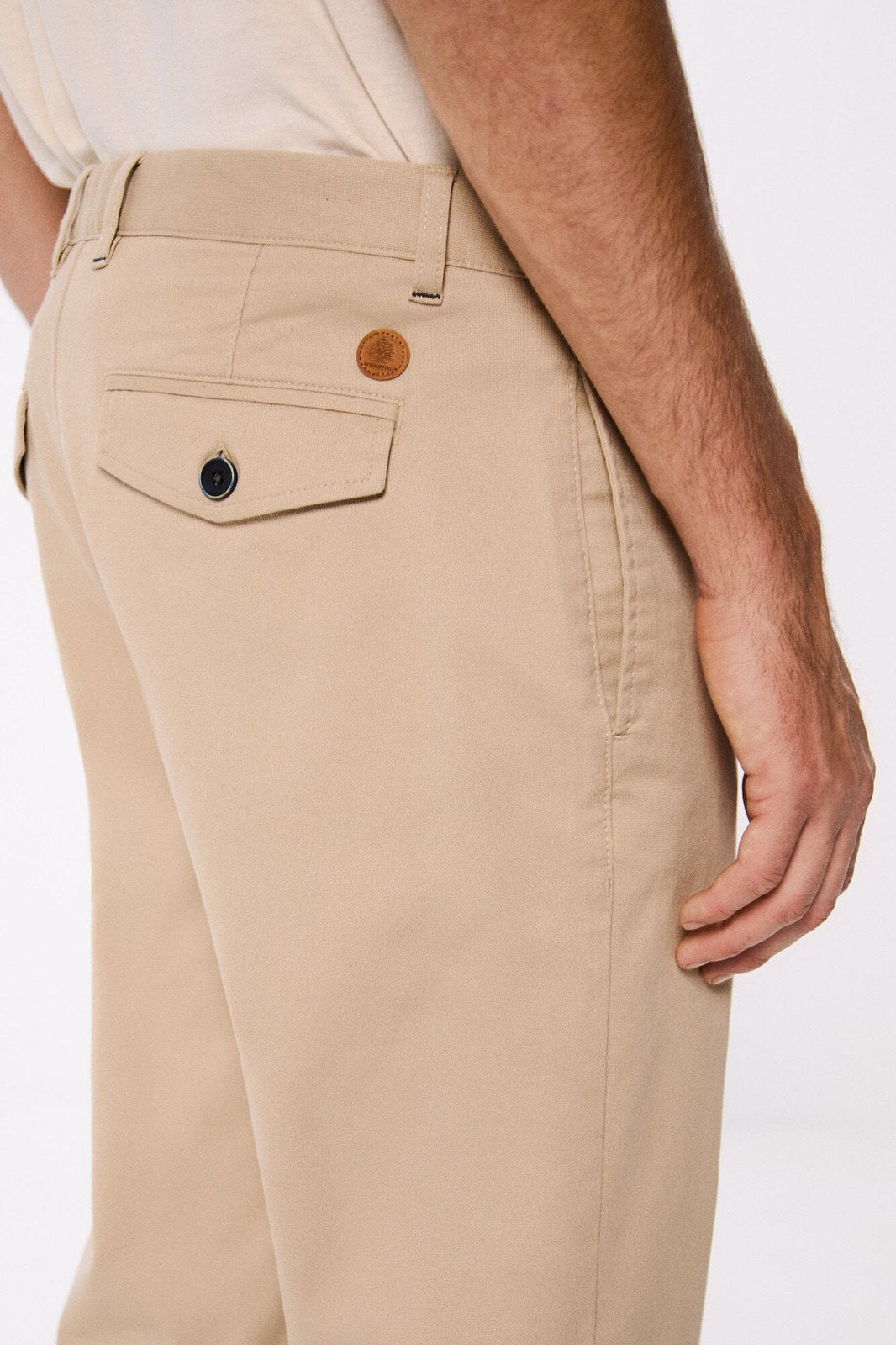 Springfield Slim fit microstructure trousers - Beige 6 Shaws Department Stores