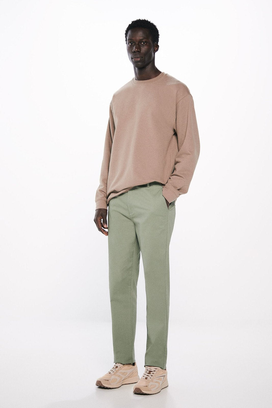 Springfield Slim fit colored chinos pants - Green 7 Shaws Department Stores