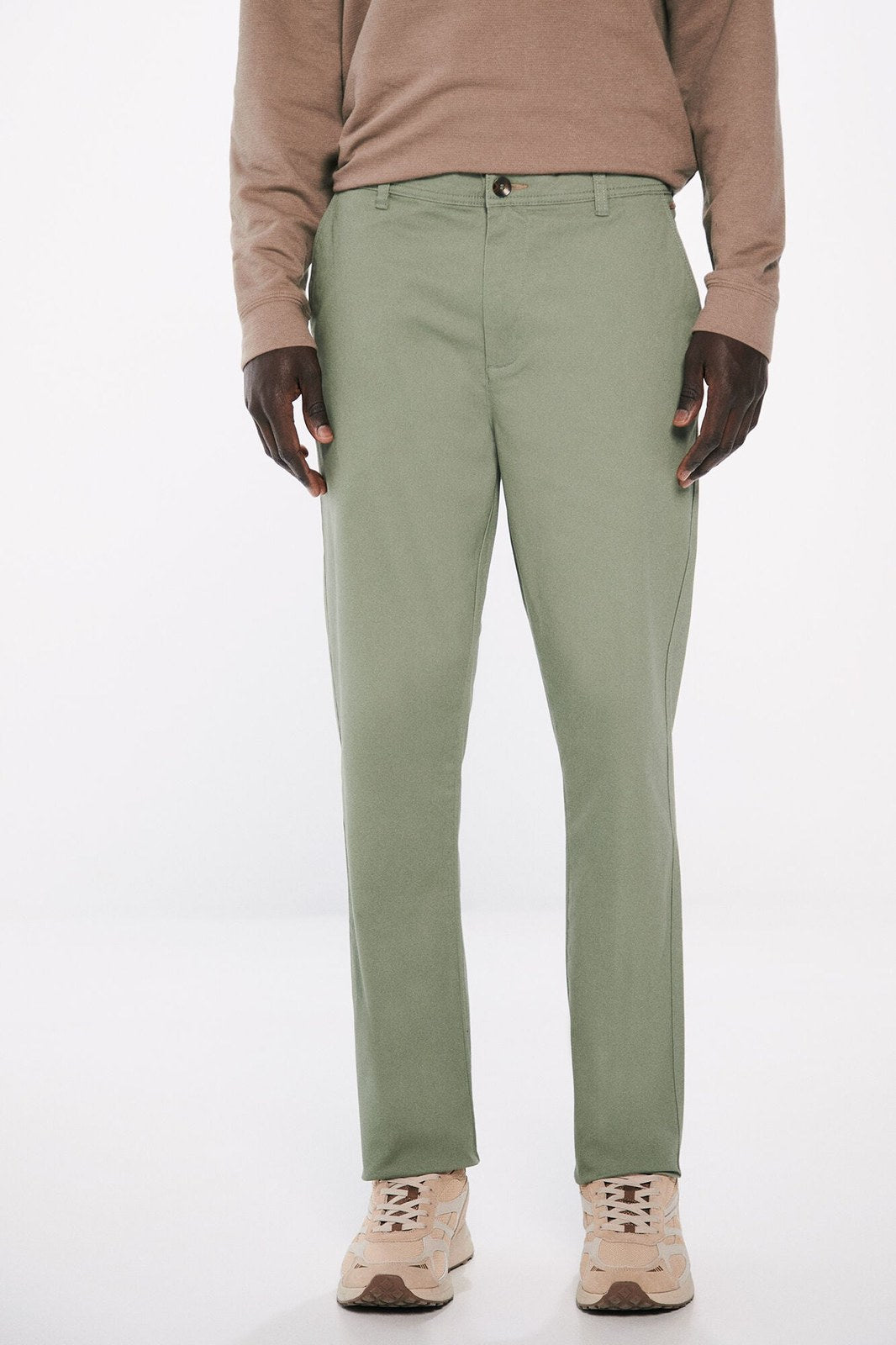 Springfield Slim fit colored chinos pants - Green 8 Shaws Department Stores