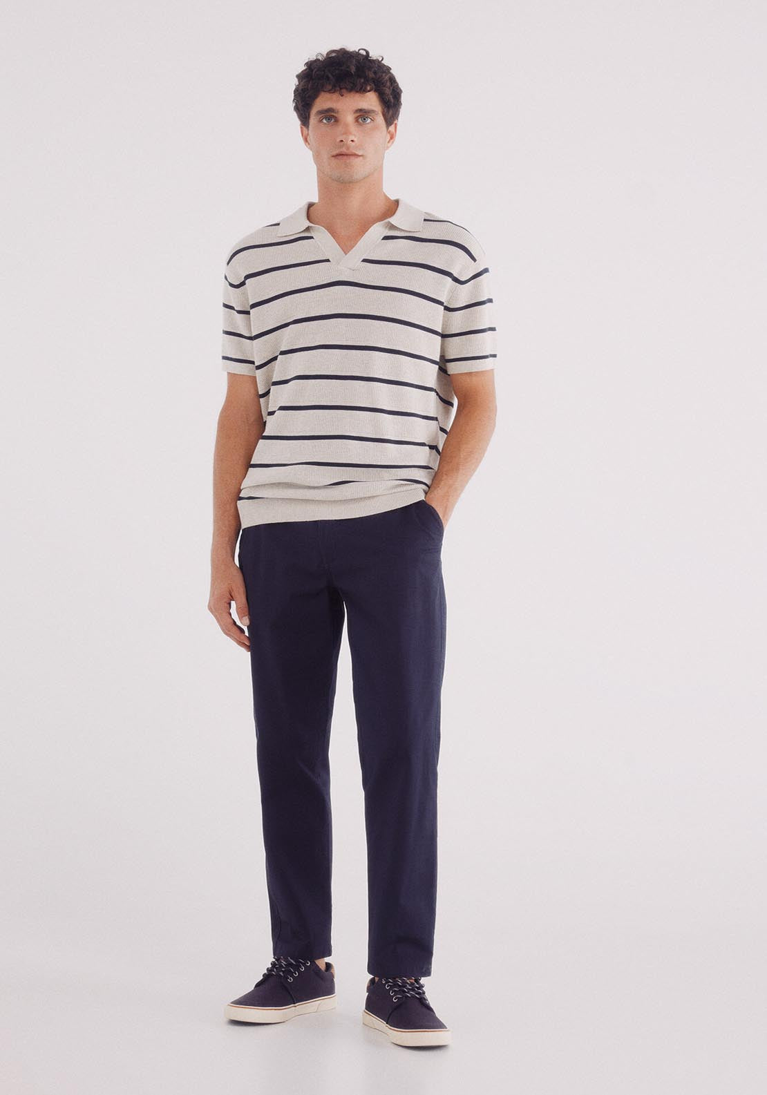 Springfield Slim Fit Comfort Chinos - Blue 1 Shaws Department Stores