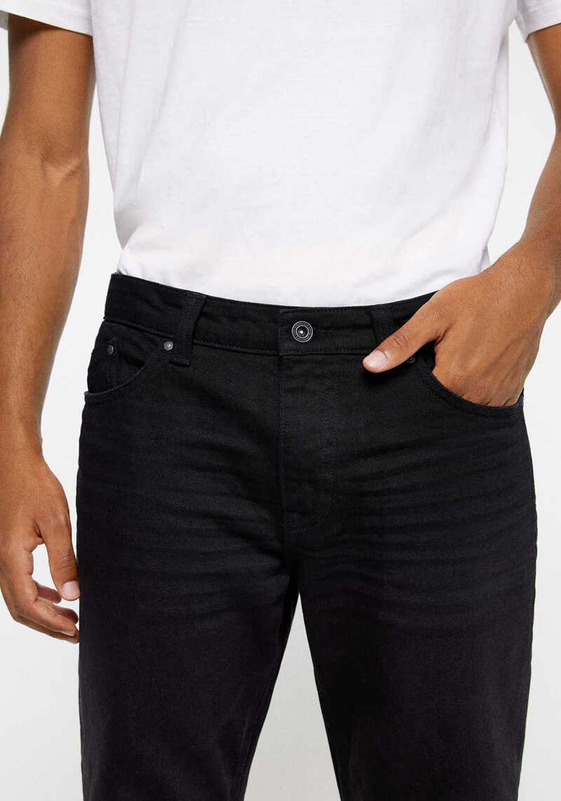Springfield Washed black regular fit jeans - Black 3 Shaws Department Stores