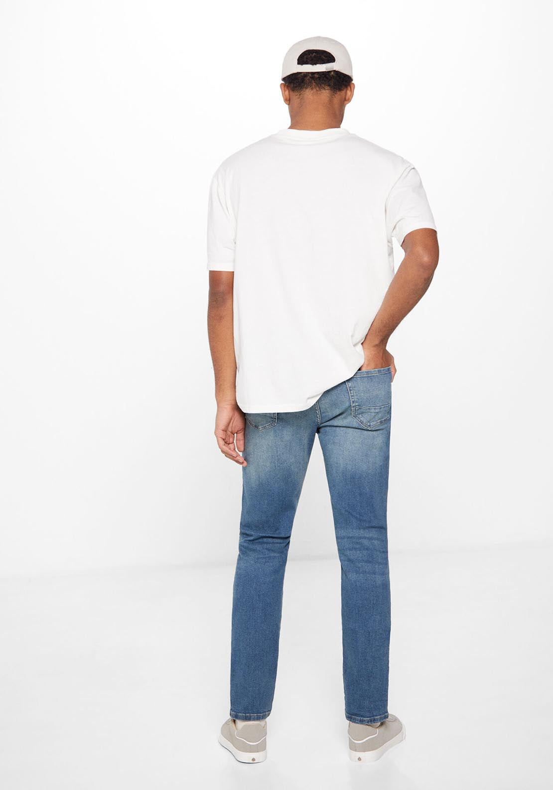 Springfield Medium-dark wash slim fit jeans - Blue 2 Shaws Department Stores