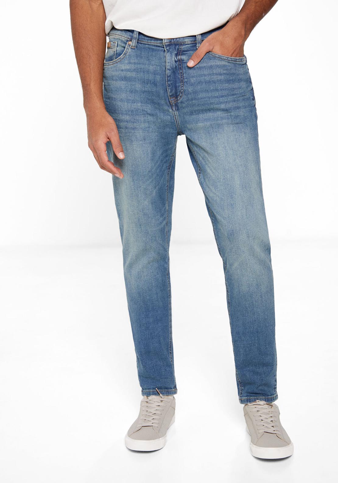 Springfield Medium-dark wash slim fit jeans - Blue 6 Shaws Department Stores