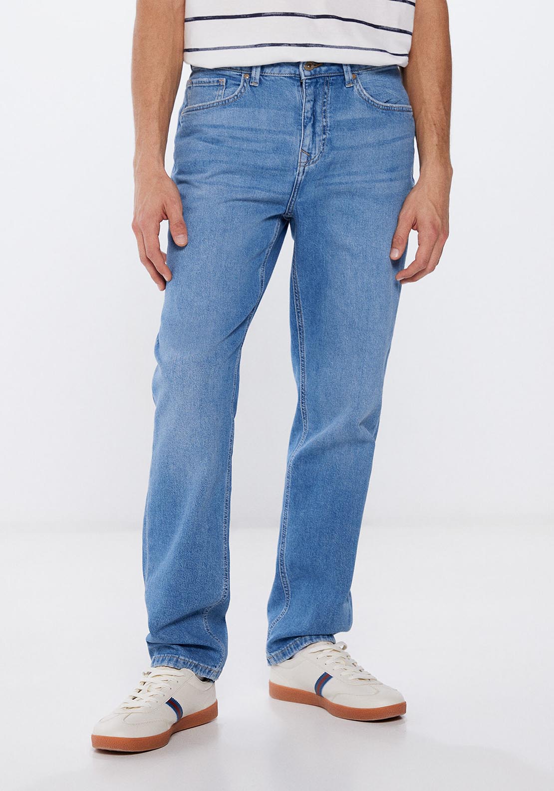 Springfield Medium-dark wash regular fit jeans - Blue 6 Shaws Department Stores