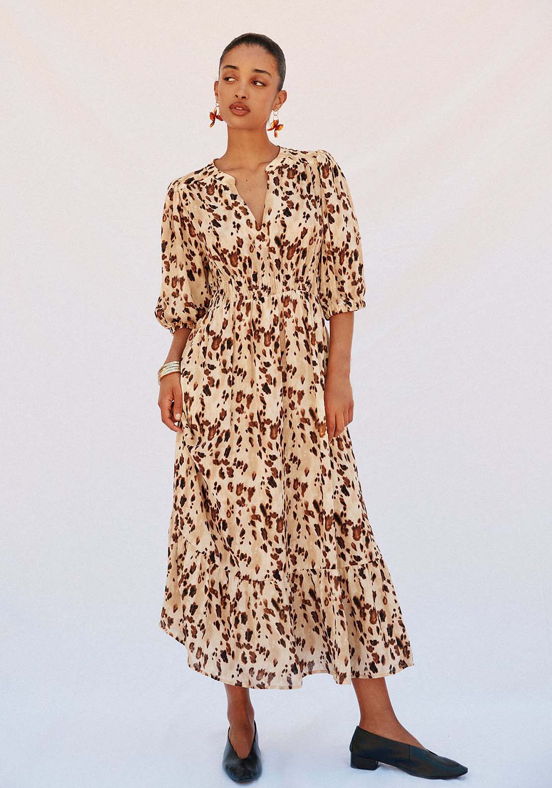 Long Fitted Print Dress - Multicolour