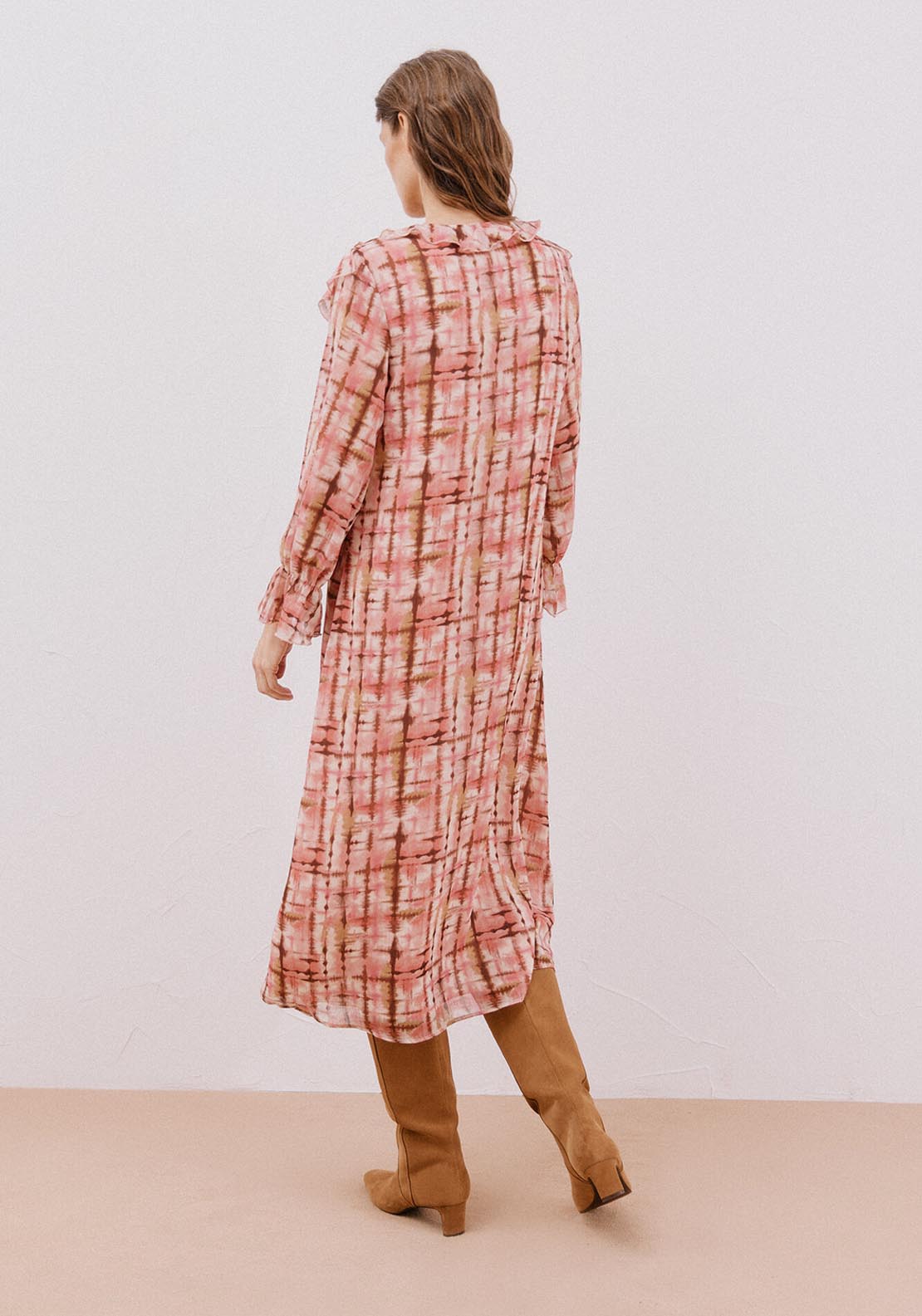 Cortefiel Fluid Ruffle Dress - Multicolour 2 Shaws Department Stores