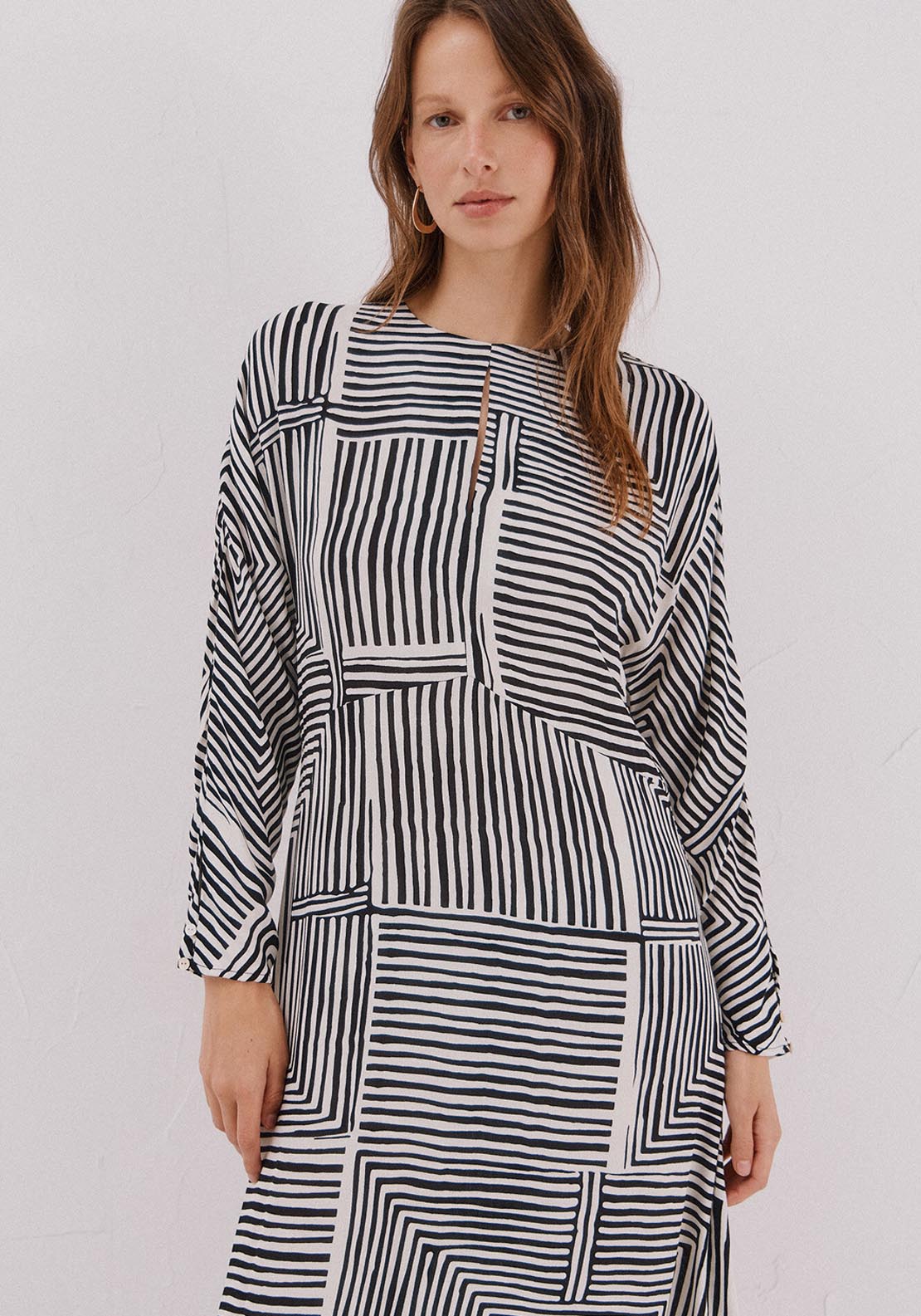 Printed Midi Dress - Burgundy
